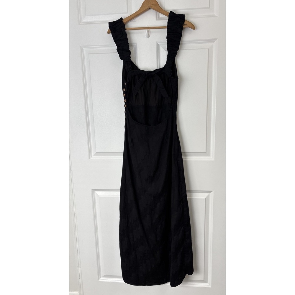 Free People Black At Dusk Midi Dress Size Med Boho 0284 - Picture 6 of 9